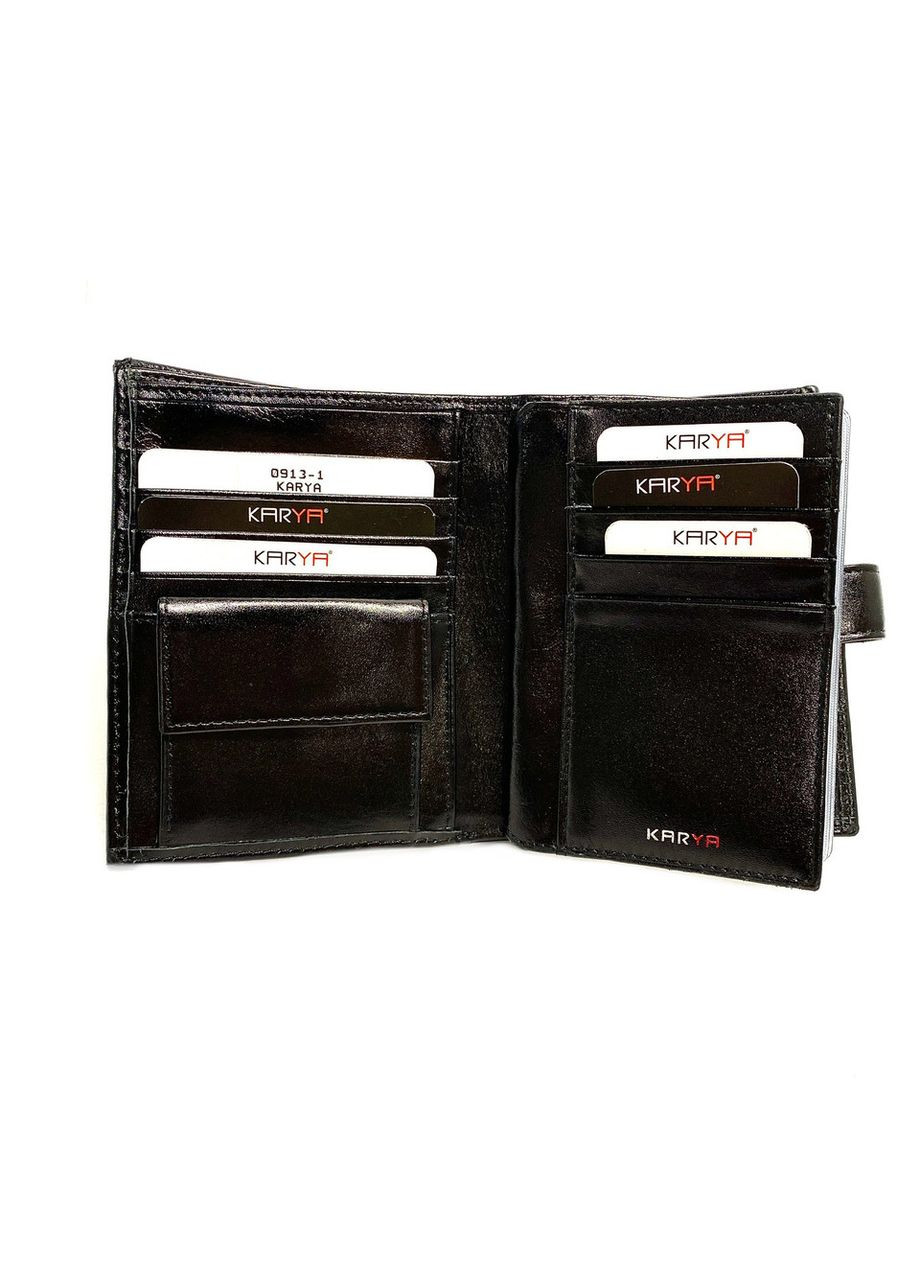 Чоловіче портмоне з натуральної шкіри 0913-1 чорне 14х11х2.5 Karya (367263603)