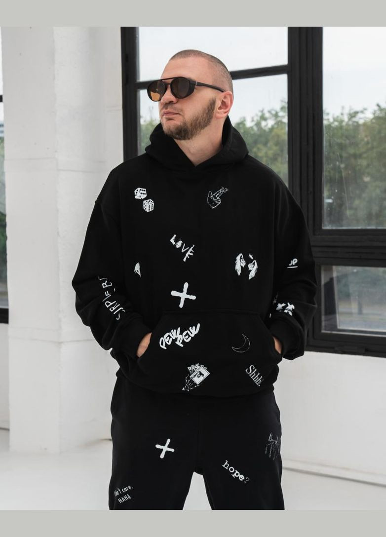 Костюм худі штани дтф чорного кольору петля No Brand (370959700)