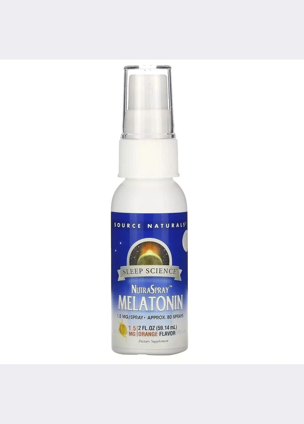 Спрей для Легкого Засинання на Основі Мелатоніну, Смак Апельсину,, 59 мл Source Naturals (292007185)