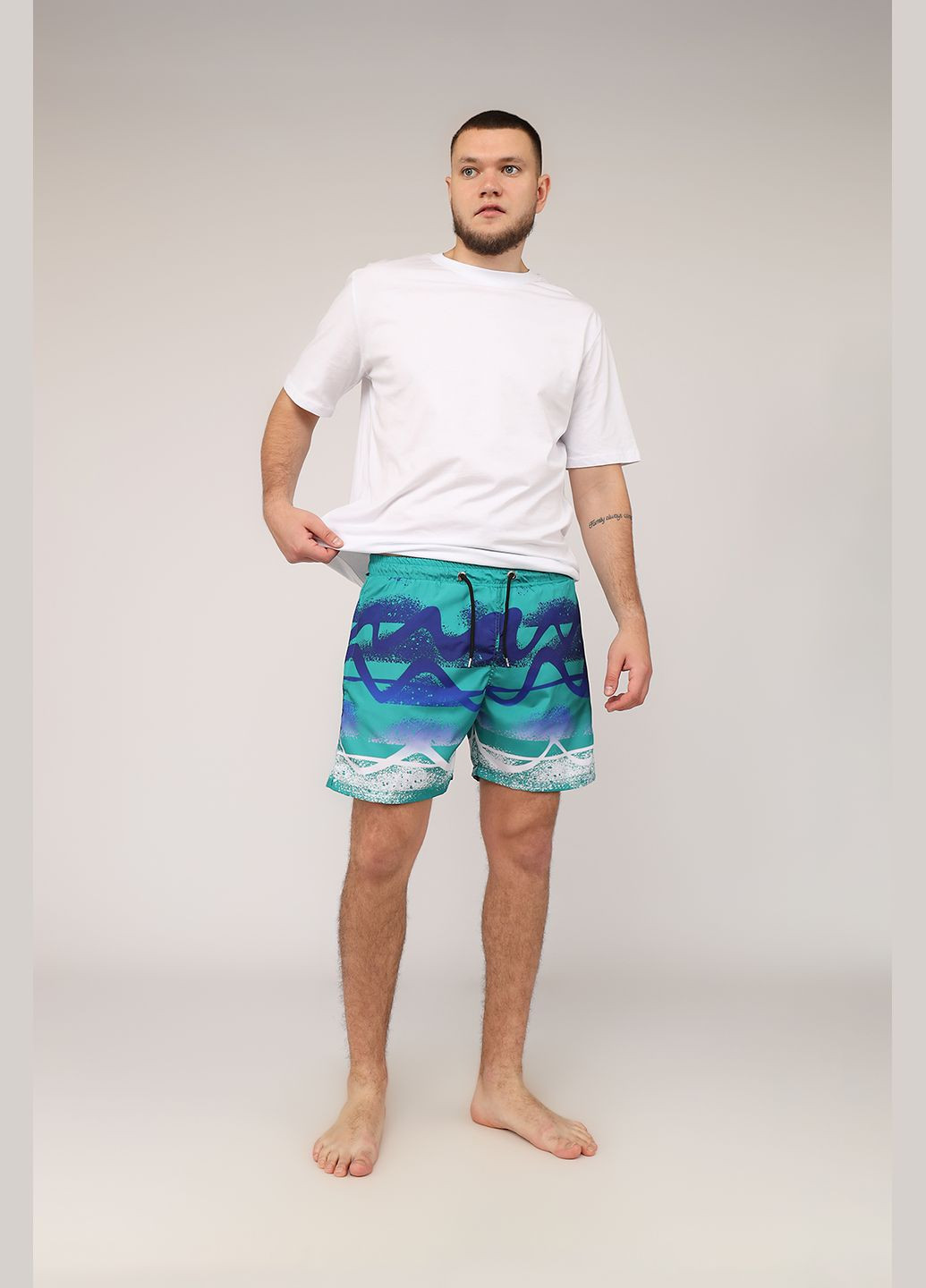 Шорты пляжные мужские цвет бирюзовый CB-00276211 ILBES (331284163)