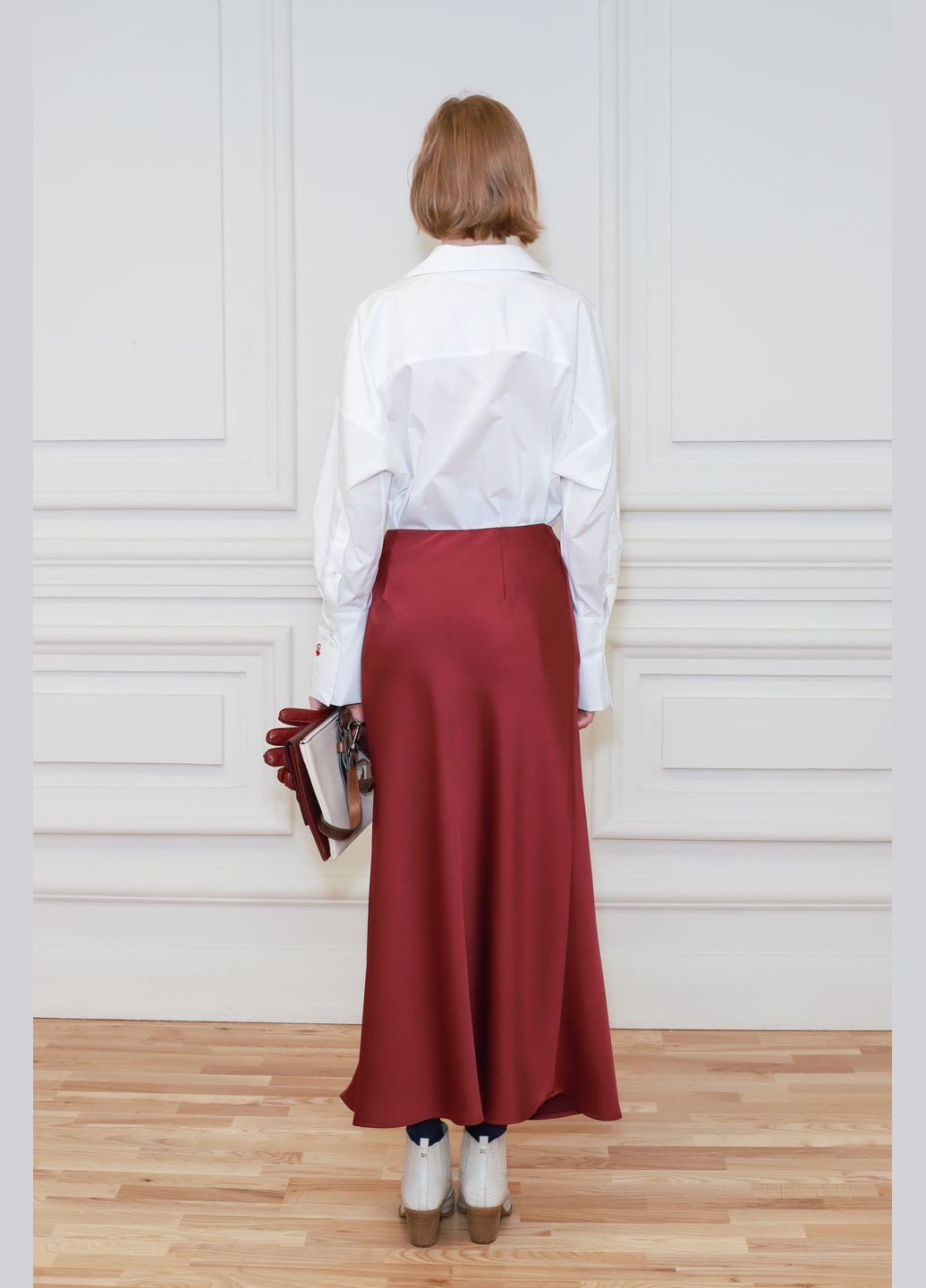 Вишнева атласна спідниця міді довжини Айден Dolcedonna (308075042)