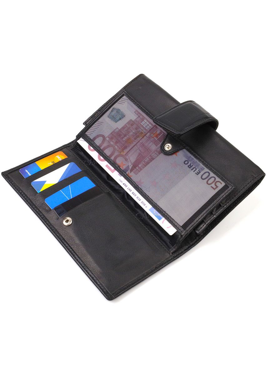 Вертикальне портмоне для документів чоловіче з натуральної шкіри з тисненням 21836 Чорне Canpellini (306881757)