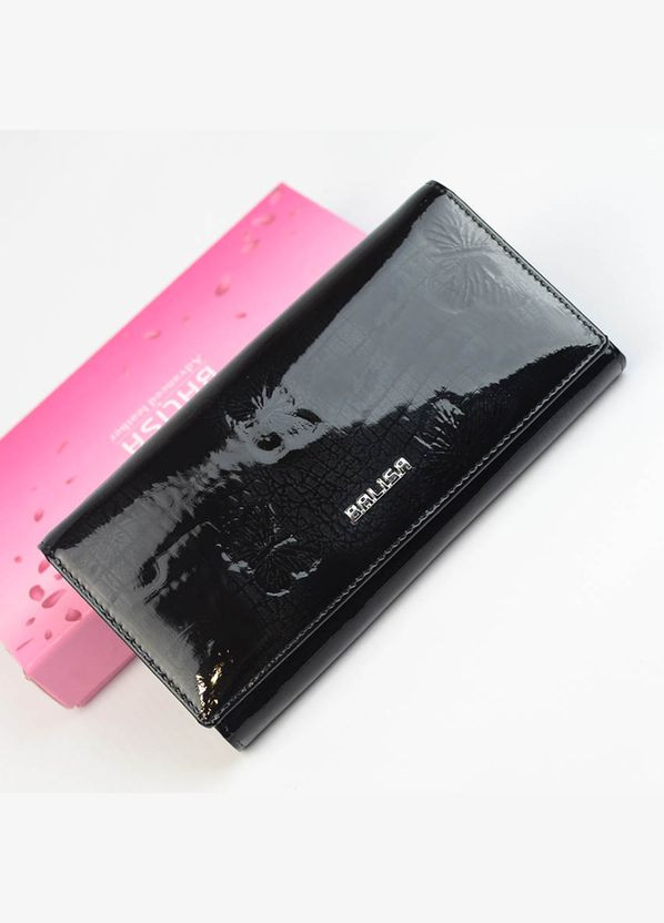 Чорний жіночий шкіряний лаковий класичний гаманець на магнітах Balisa (316710065)