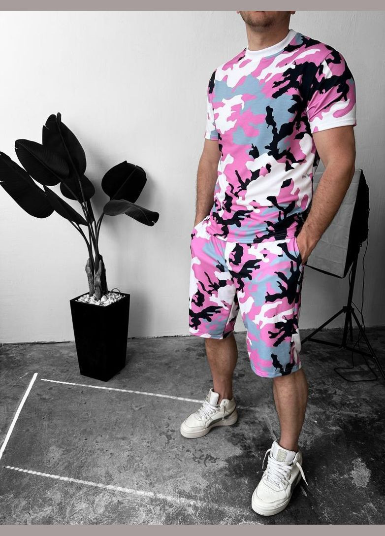 Яскравий рожевий чоловічий літній спортивний костюм-двійка No Brand (370963444)