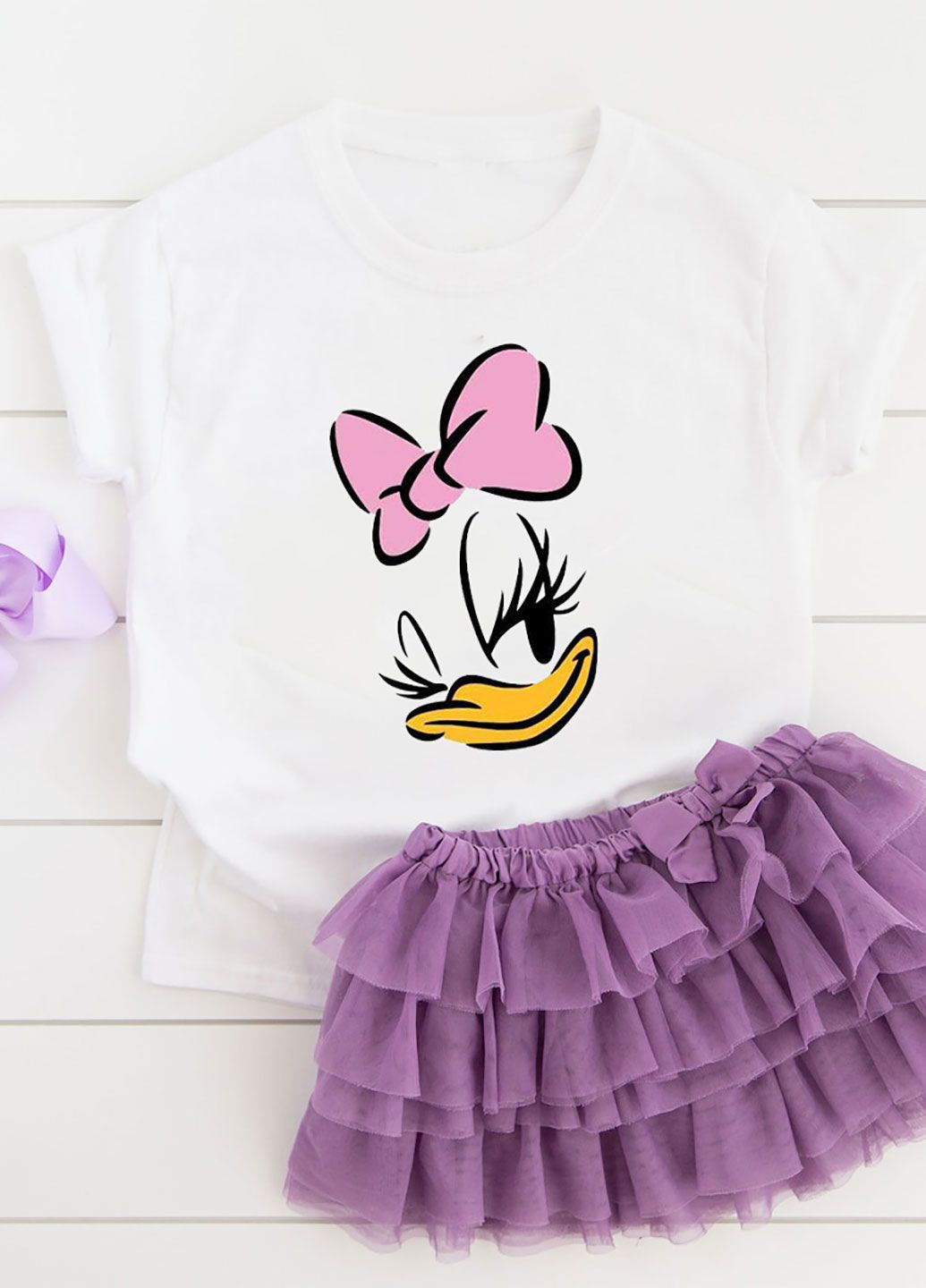 Белая демисезонная футболка детская белая для девочки daisy duck Love&Live