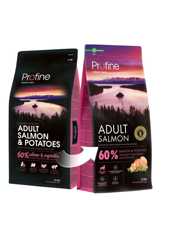 Корм сухой Salmon and Potatoes для взрослых собак всех пород, с лососем и картофелем, 12 кг Profine (362703014)