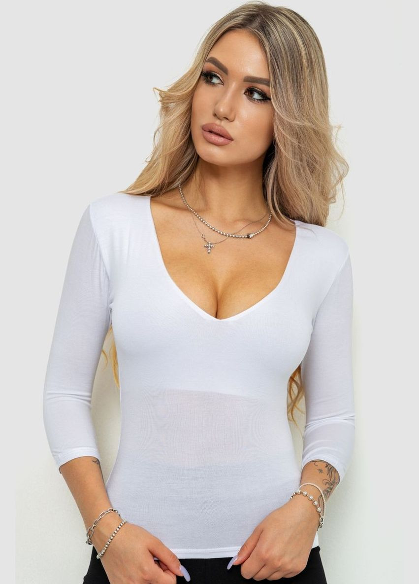Белая демисезон футболка женская с удлиненным рукавом, цвет джинс, Ager