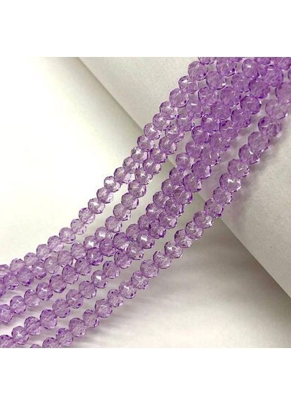 Намистини кришталеві рондель 4х3мм, нитка-135 од, бузковий прозорий Plus-plus (354798960)