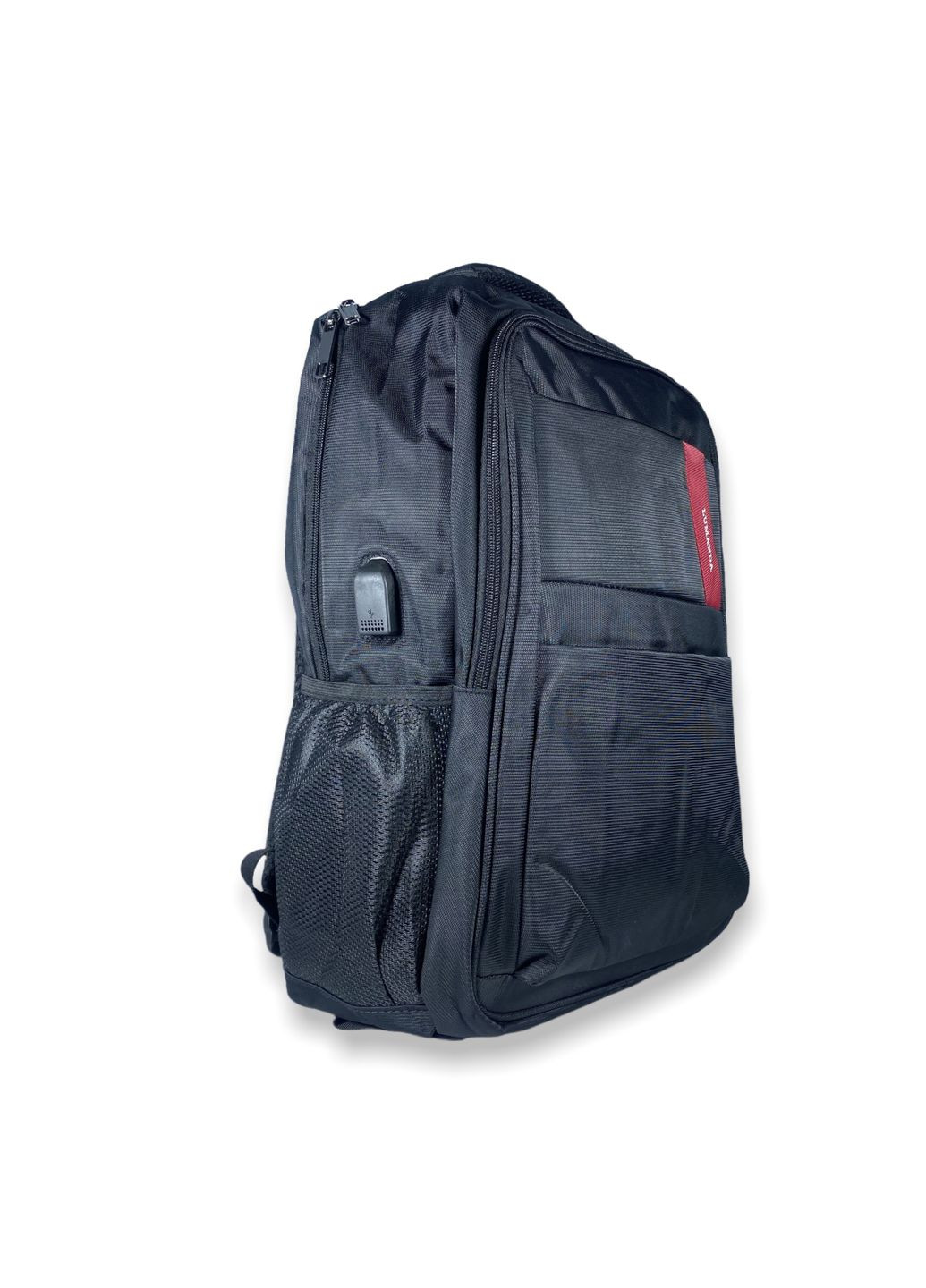 Міський рюкзак 25 л, 2 відділи, USB роз'єм, кабель, 2 кишені фронтальних, розмір: 45*35*16 см, чорнoчервоний Lumanda (286421613)