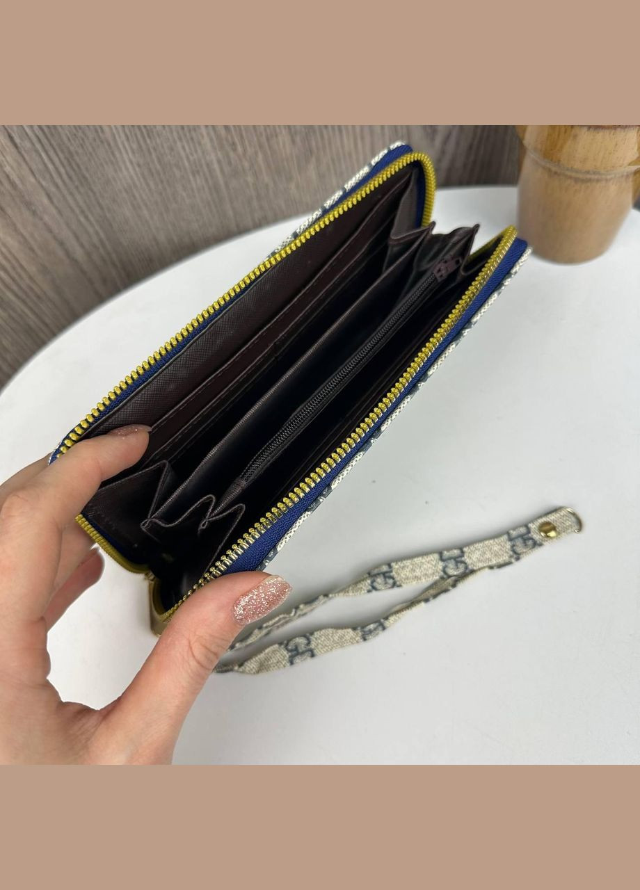 Жіночий гаманець клатч на блискавці стиль Гуччі, модний портмоне для дівчат Синій No Brand (334729585)