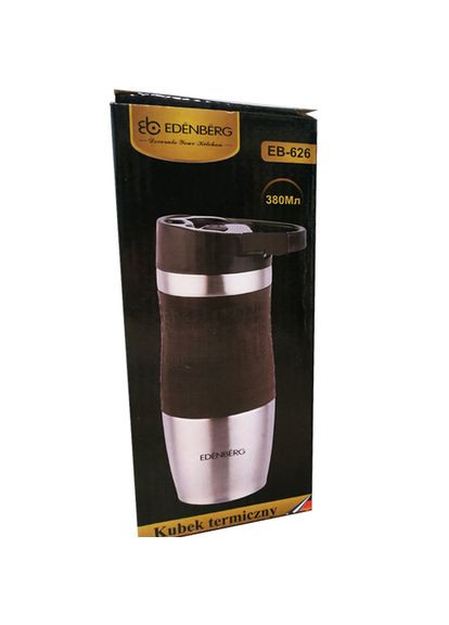 Термокружка с ручкой-карабином EB-626 380 мл Термос чашка Нержавеющая сталь с силиконовым нескользящим держателем Edenberg (354823787)