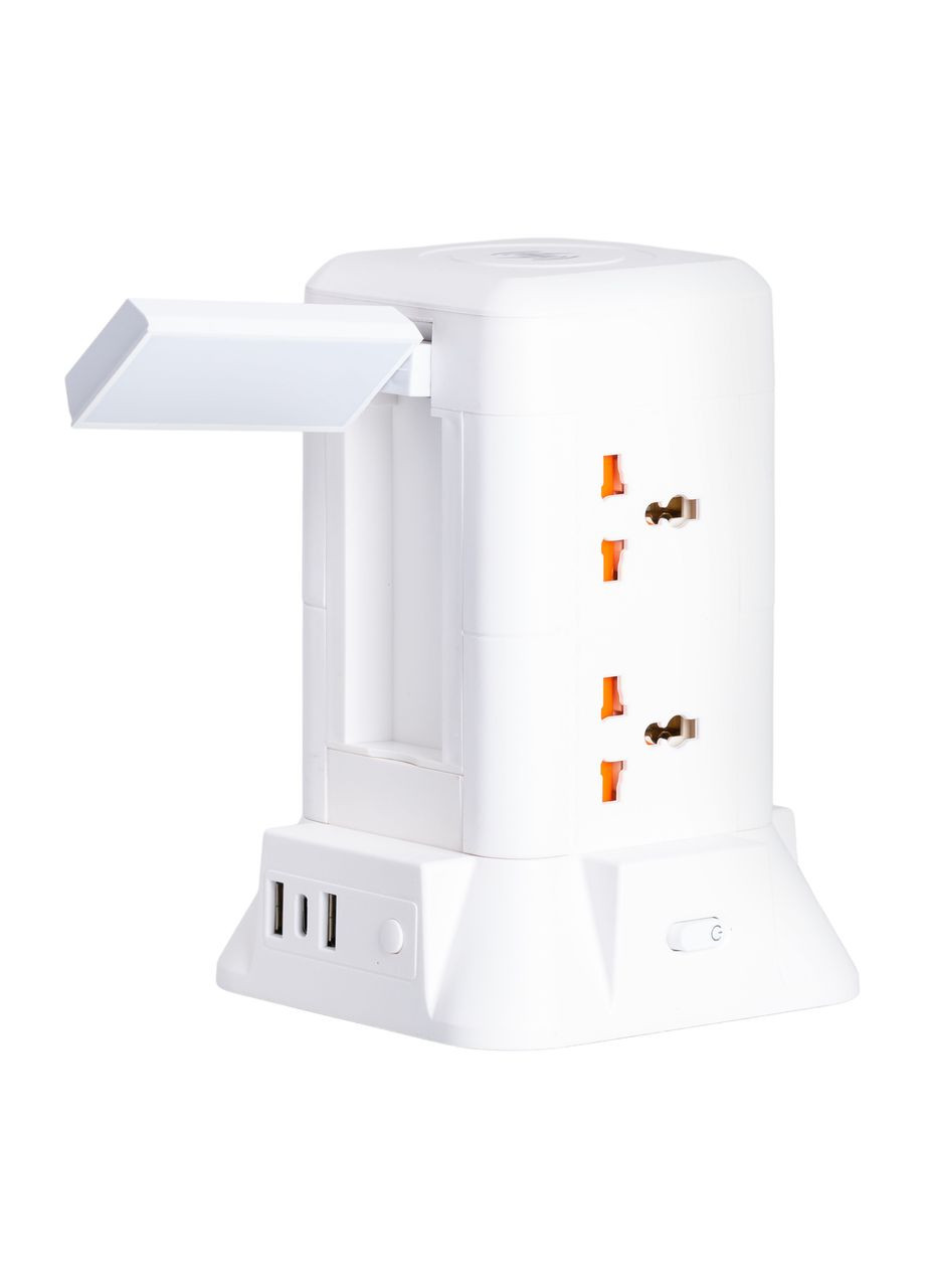 Сетевой фильтр удлинитель 2.8 м с лампой на 6 универсальных розеток с 2 USB, 1 Type-C, беспроводная зарядка HP-5-1 (A-034368) Yiwu (354825418)