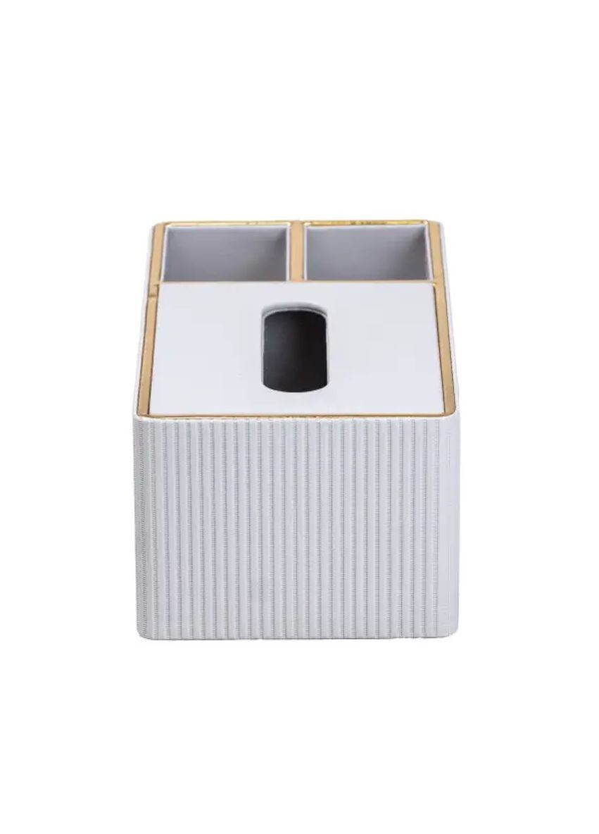 Салфетница-органайзер из эко-кожи белая для кухни и офиса 3 отделения стильная салфетка держатель ProDobro (364192012)