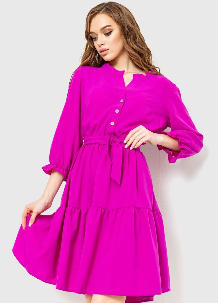 Фуксиновое (цвета Фуксия) платье однотонное с поясом Ager
