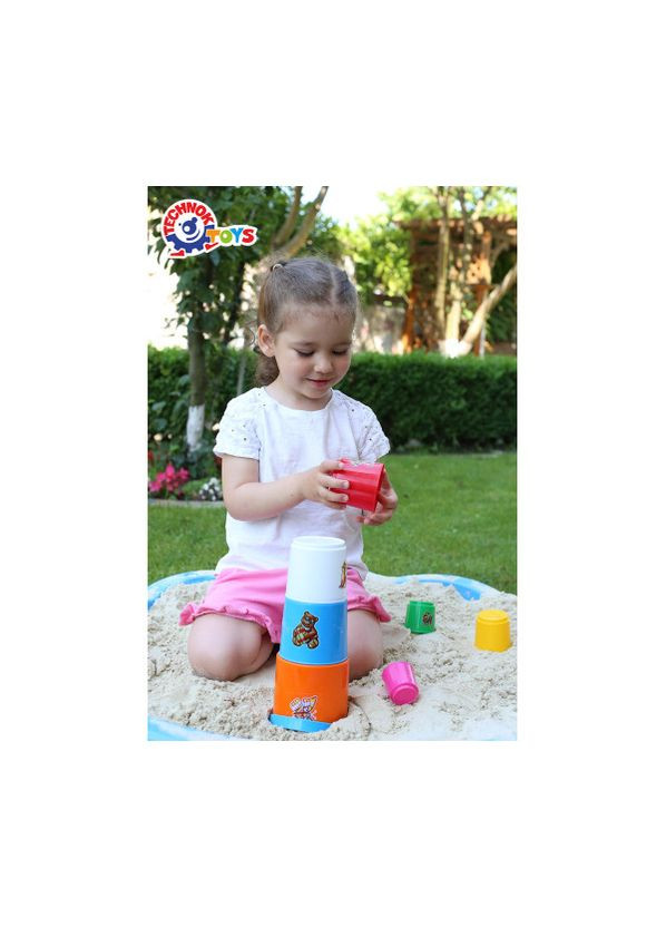 Іграшка пірамідка з відром для піску розвиваюча іграшка для дітей 1-3 роки конструктор ТехноК (372803633)