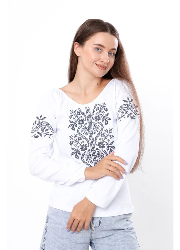 Біла вишиванка жіноча з довгим рукавом (p-8509) Носи своє візерунок українська символіка (363043053)