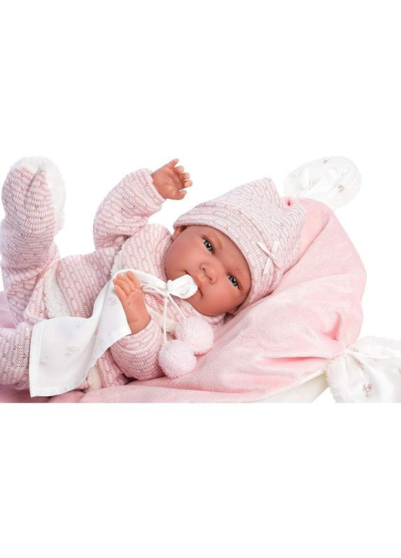 Іспанська лялька вінілова дівчинка 42 см з соскою та пледом для гри та колекції пупс Llorens (370602751)