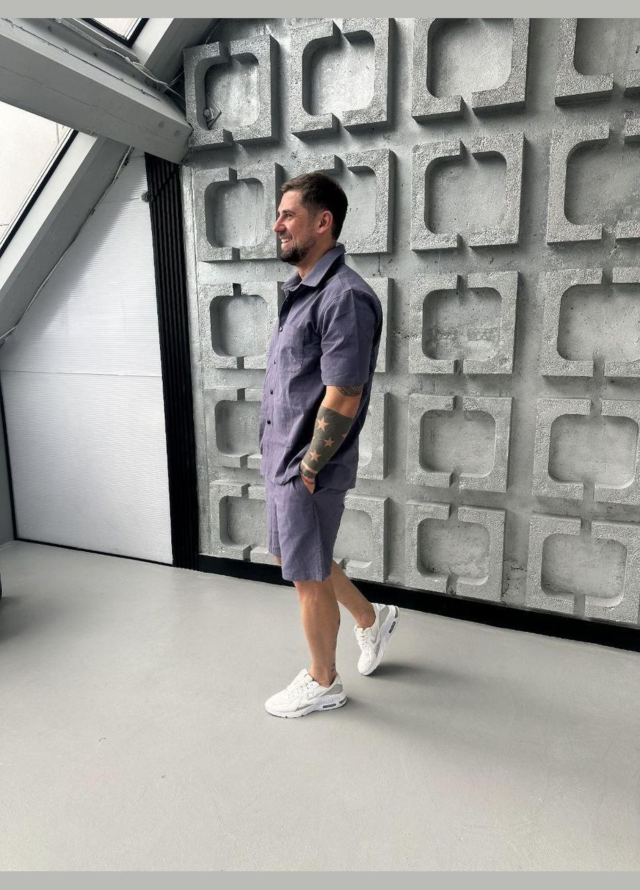 Графітовий літній костюм чоловічий - двійка, шорти + рубашка з шортами JUGO NN_brand № 2060