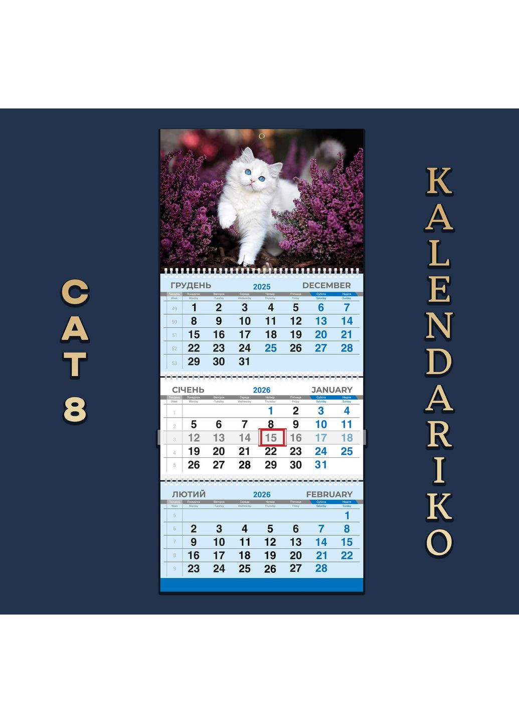 Календар квартальний на 2026 рік Котики-08 No Brand (370206562)