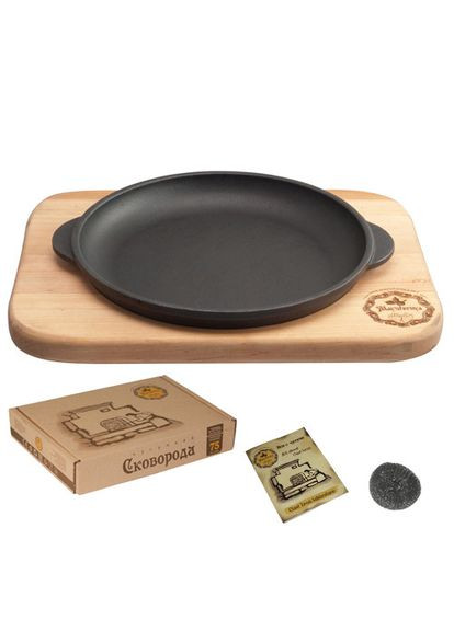 Чавунна сковорода на дошці 18 см Maysternya Т101-02 SNT (349222804)
