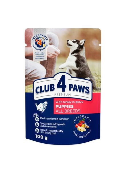 Вологий корм для цуценят з індичкою в соусі 3198 100 г (4820215363198) shop (4820215363198) Club 4 Paws (365618636)