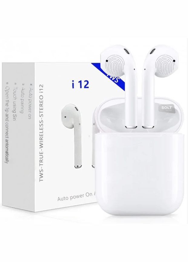 Бездротові навушники i12 tws білі сенсорні з мікрофоном глянцеві inpods No Brand (339092292)