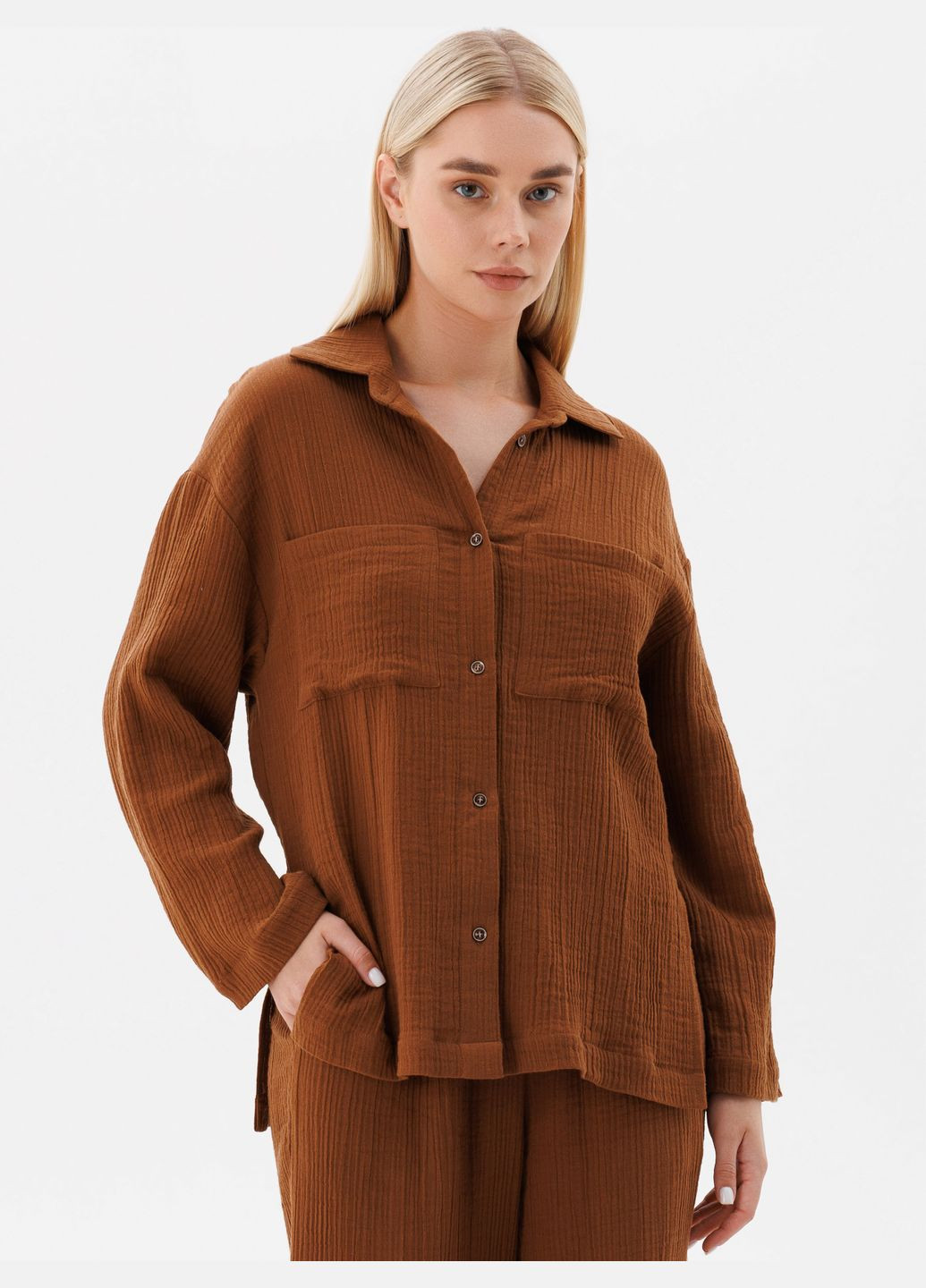 Коричнева блуза жіноча №1676 Leinle