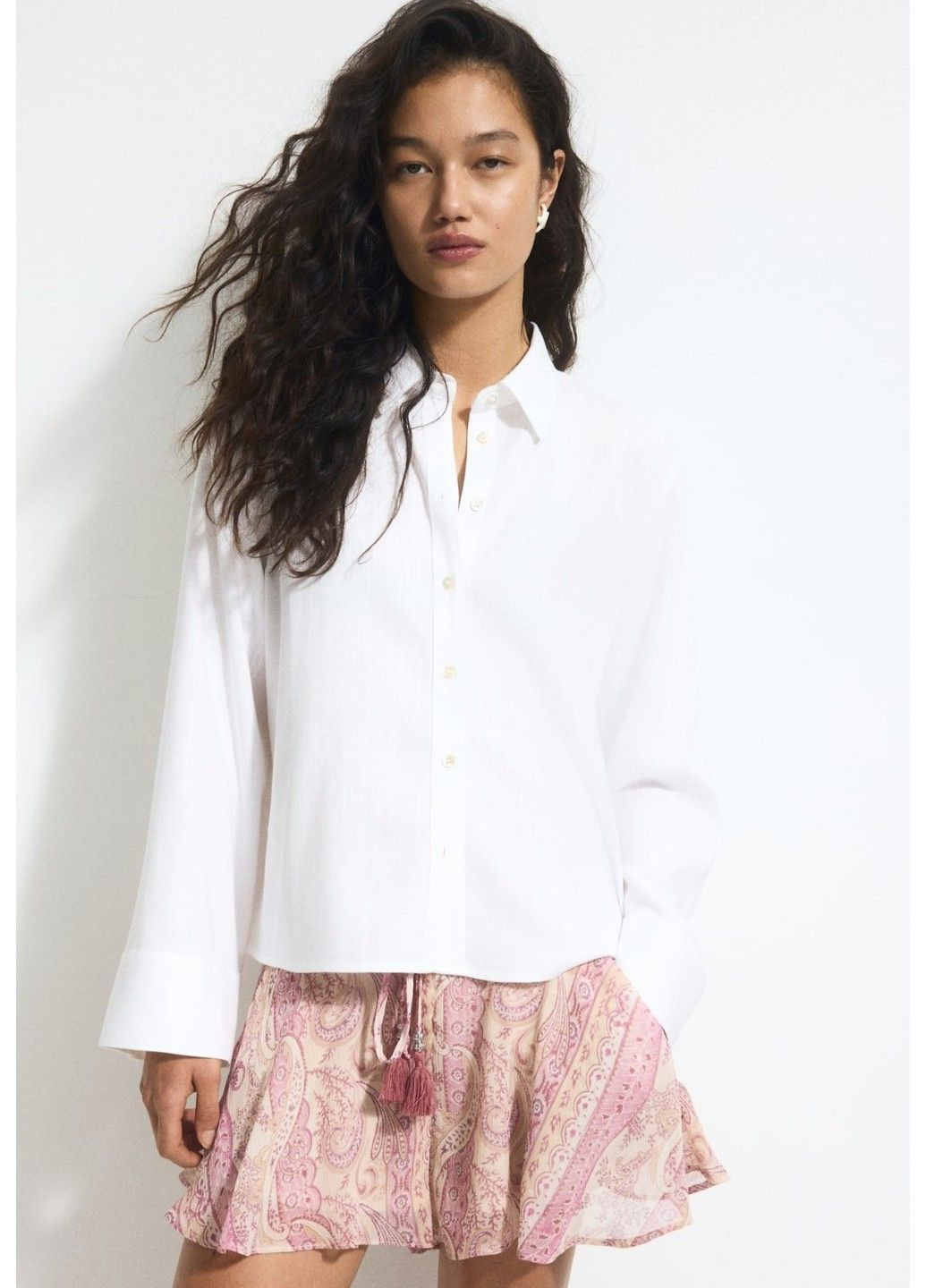 Белая повседневный рубашка H&M