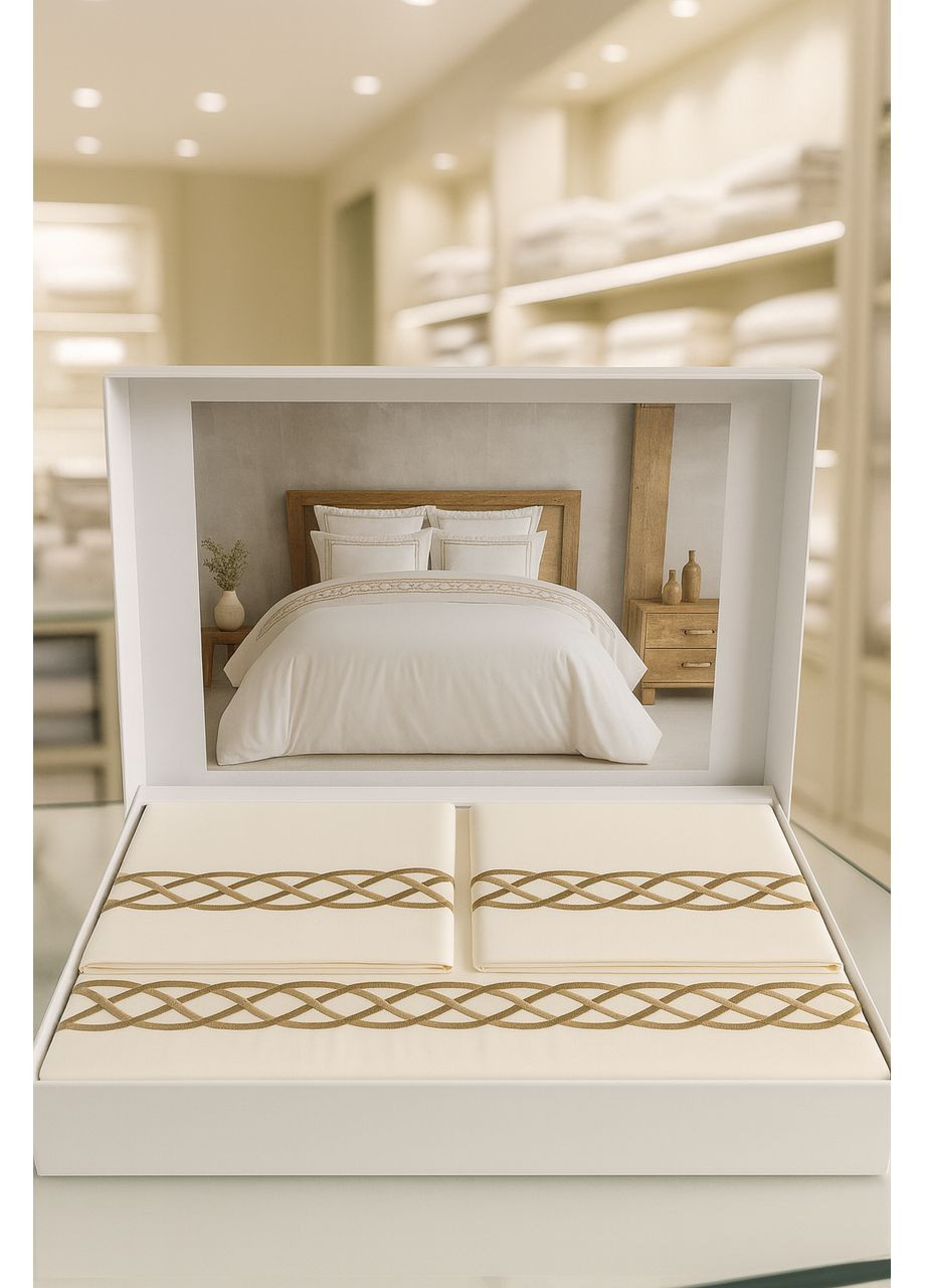 Комплект постельного белья Chain K.Beyaz Bej люкс сатин 220-200 см Tivolyo Home (369165618)