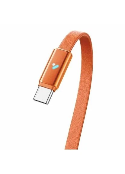 Кабель Type-C - Type-C, 1 м, Orange,, 100 Вт, 5A, плоский, LED індикатор (CW-CBPDCC100-OR) 000-CW-CBPDCC100-OR Colorway (395352778)