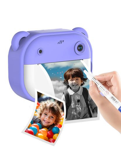 Детский фотоаппарат с мгновенной печатью и термопринтером AX-3111 фиолетовый No Brand (326800948)