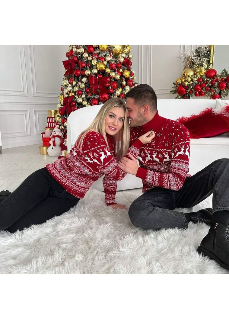 Красный демисезонный новогодний свитер-гольф – замер в описании GD/GL Модний простір