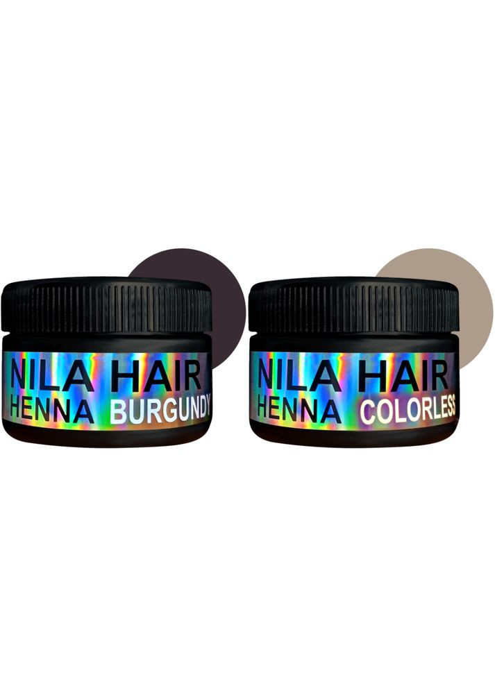 Набор Хна для волос Бургундия Burgundy 60г + Бесцветная Colorless 60г Nila (335877629)