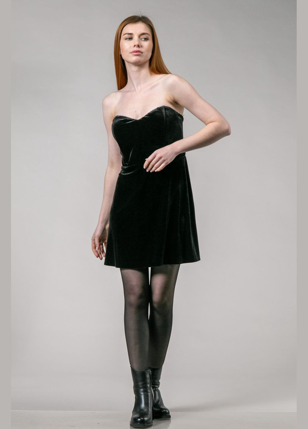 Чорна святковий, коктейльна, вечірня плаття міні велюр корсетне CHICLY однотонна