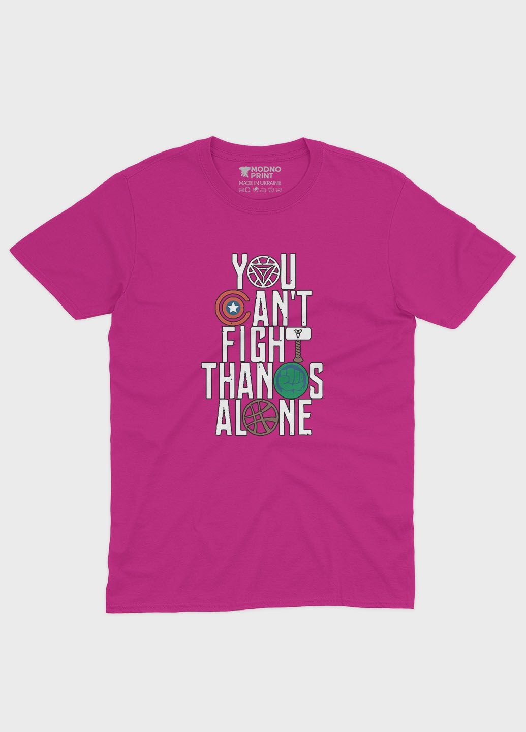 Розовая демисезонная футболка для мальчика с принтом супергероями - мстители (ts001-1-fuxj-006-025-011-b) Modno