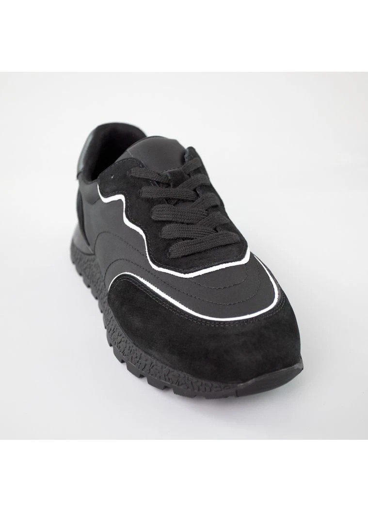 Кроссовки Женские Замшевые Однотонные Черные Базовые Seli 4S Shoes чёрные всесезоны (395648373)