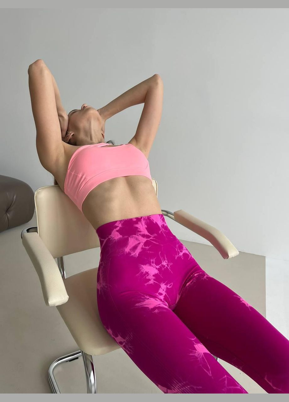 Комбинированные демисезонные леггинсы с мраморным принтом, цвета фуксии, размер xs Trends