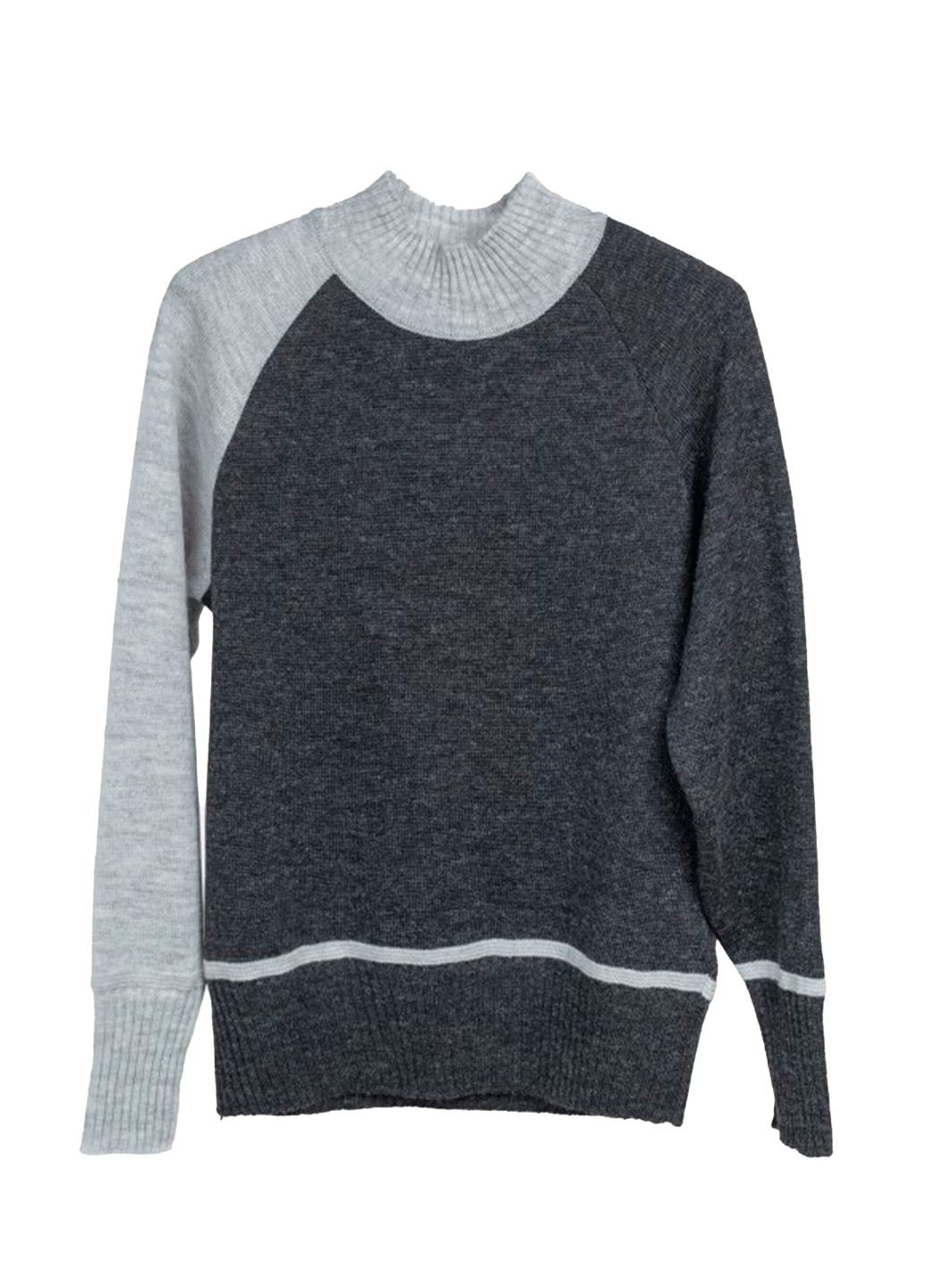 Темно-серый демисезонный женский двухцветный джемпер свободного силуэта (dzhemper-n2101-24) Nita