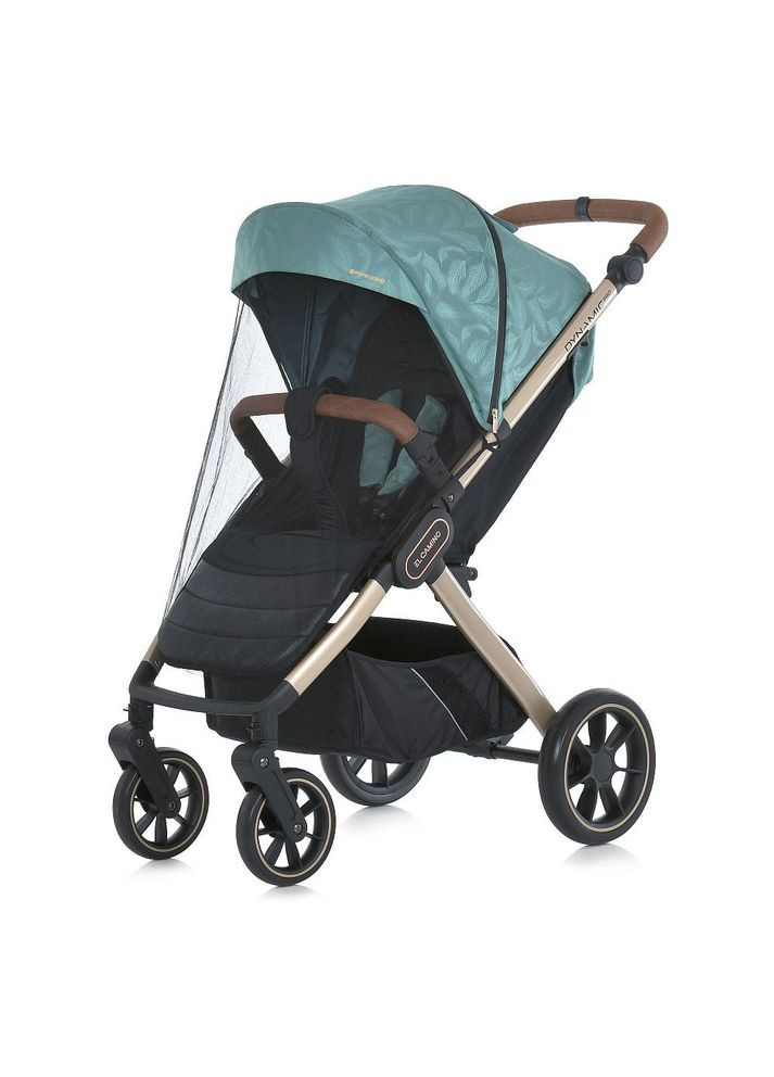 Коляска детская DYNAMIC PRO Special Mint прогулочная с чехлом дождевиком и москитной сеткой Мятная с перышками (ME 1053G-2) El Camino (334338195)
