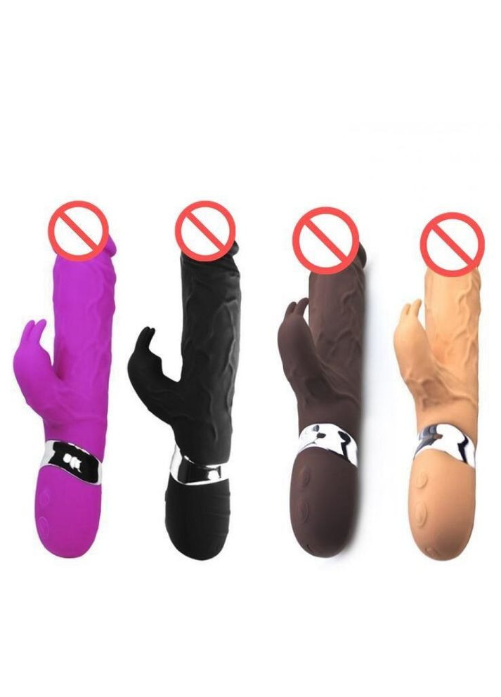 Подвійний вібратор кролик Rabbit Kiss USB чорний силікон + пластик No Brand (303910391)