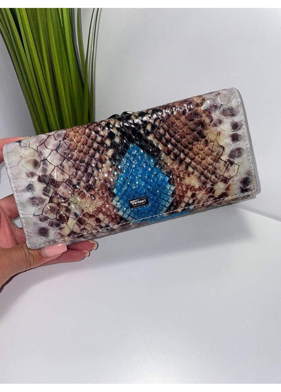 Класичний жіночий гаманець зі зміїним принтом з монетницею зовні Vermari (369723613)
