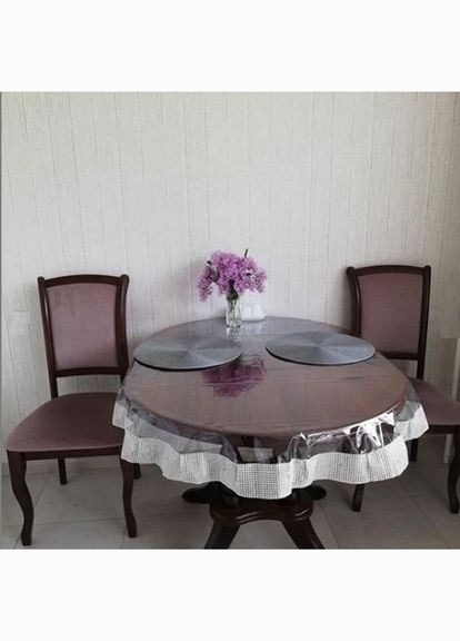 Силіконова Кругла Скатертина СALIPSO зі Стразовою Срібною стрічкою 150 см Calipso (315145032)