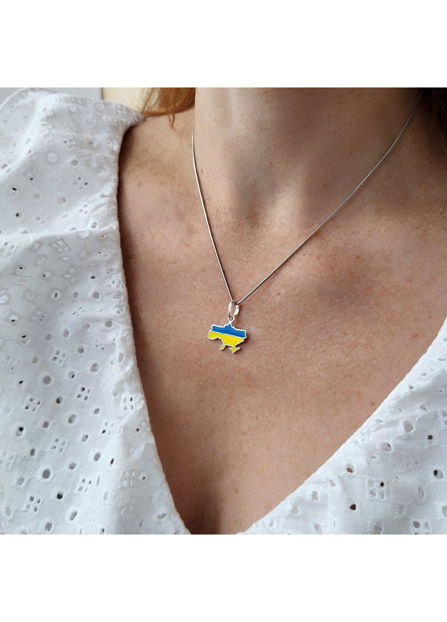 Серебряная подвеска кулон Украина с эмалью желтой и голубой Серебро 925 пробы 38198 1.60г Nobrand (370438671)