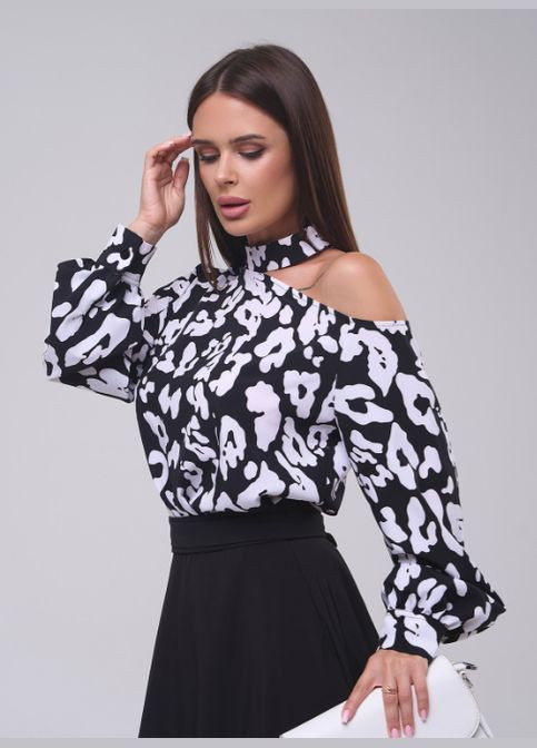 Чорно-біла стильна блуза No Brand