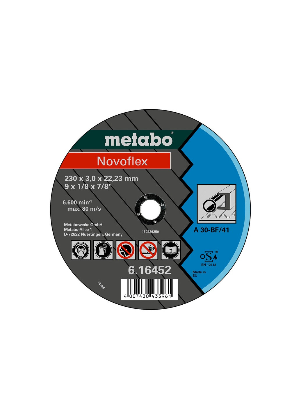Відрізний диск Novoflex 230x3,0x22,23 мм, по металу, TF 41 616452000 (8404) Metabo (267819243)