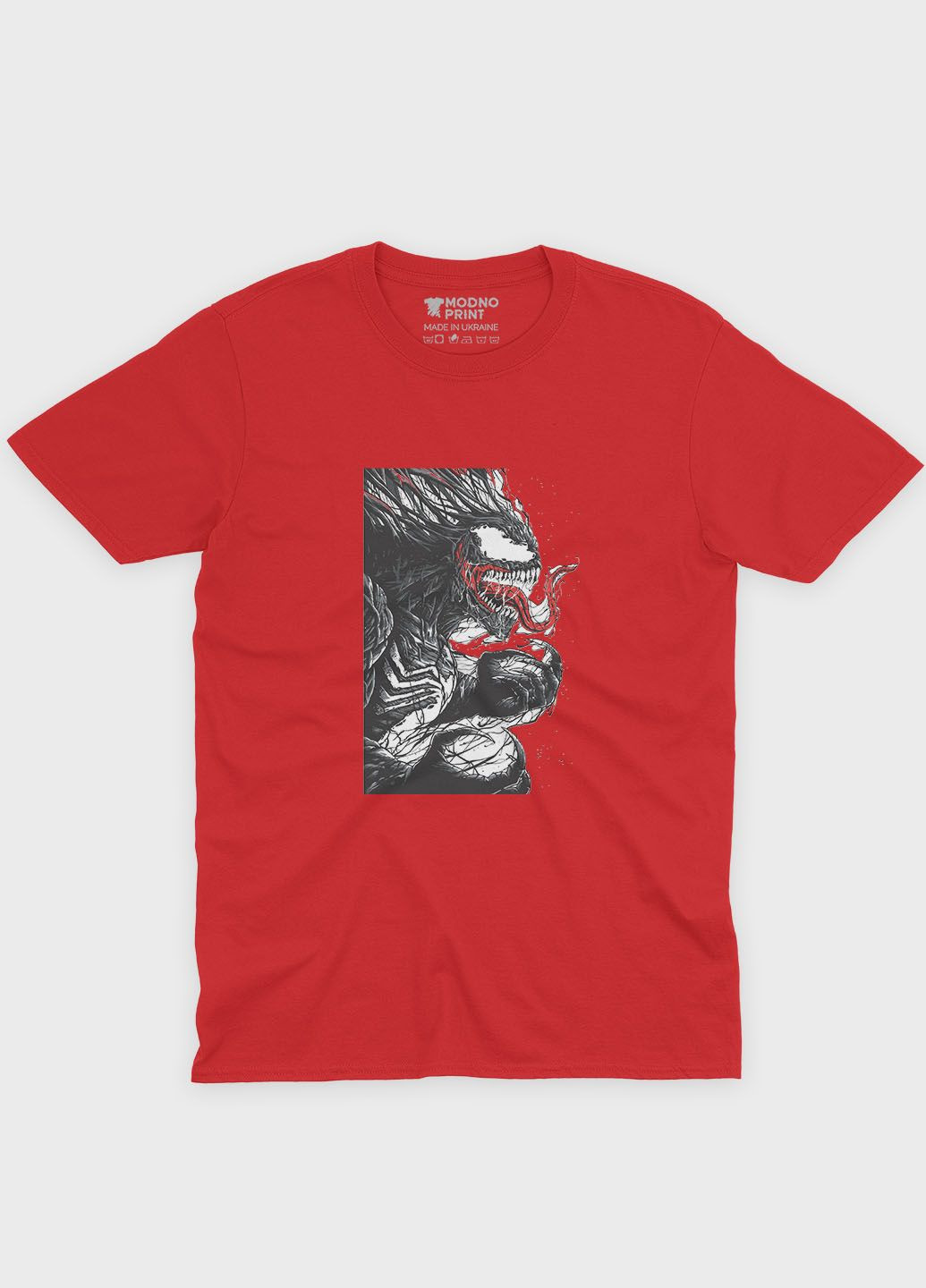 Красная демисезонная футболка для мальчика с принтом супервора - веном (ts001-1-sre-006-013-004-b) Modno