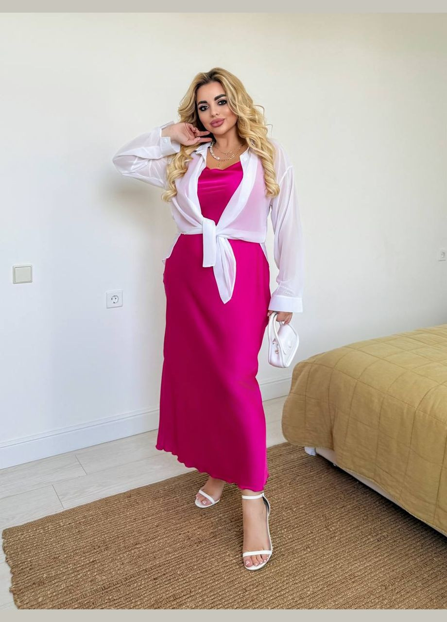 Малиновое кэжуал платье-комбинация платье-комбинация No Brand однотонное