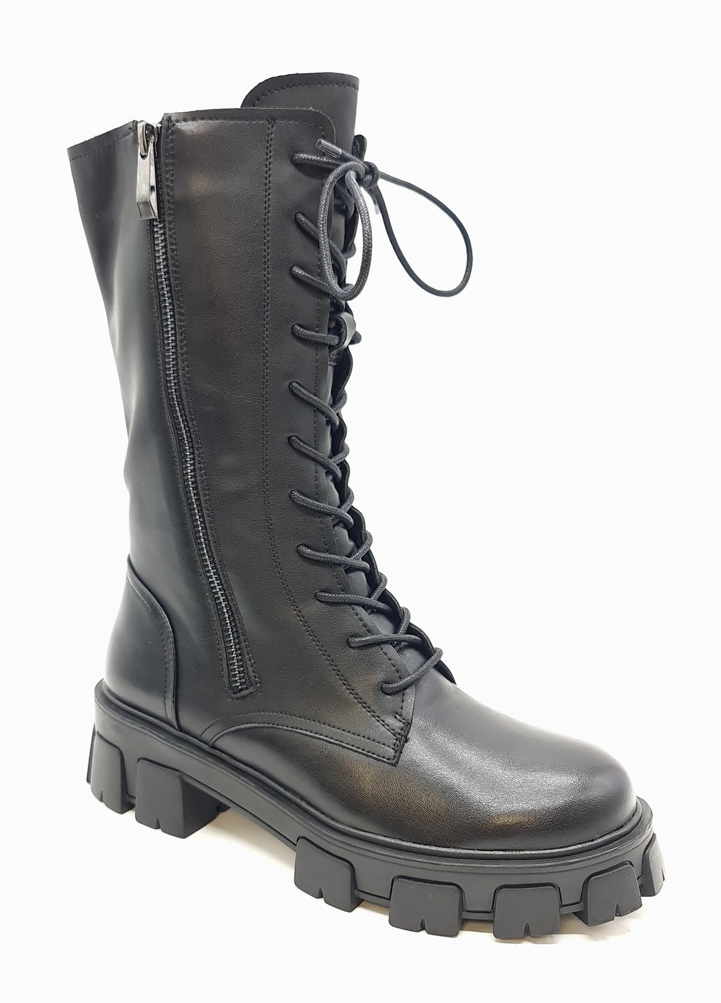 Жіночі черевики на овчині чорні шкіряні EG-17-1 24 см (р) Egga (259299529)