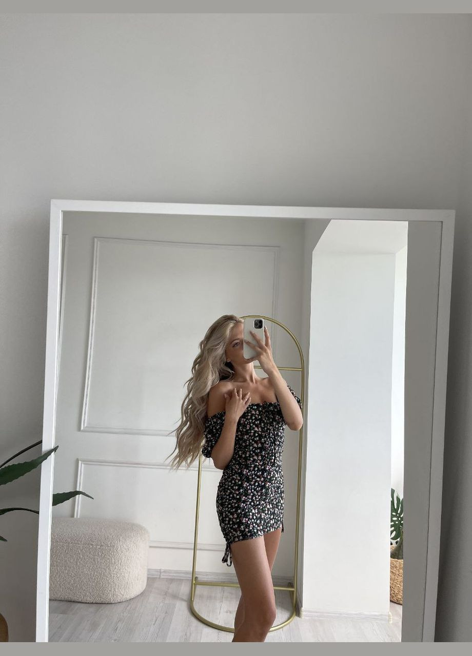 Чорна повсякденний, кежуал, джинсова сукня жіноча Україна з квітковим принтом