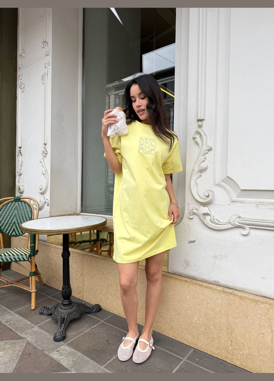Желтое повседневный, кэжуал платье платье-футболка No Brand с логотипом